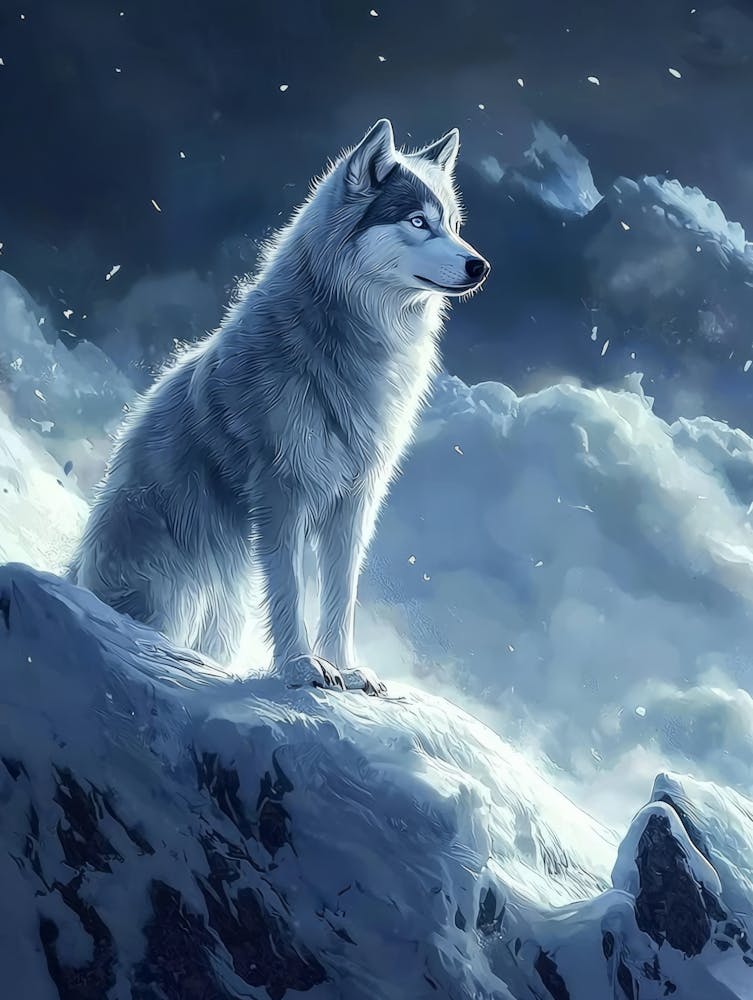 Wolf In The Snow. Generated with AI.