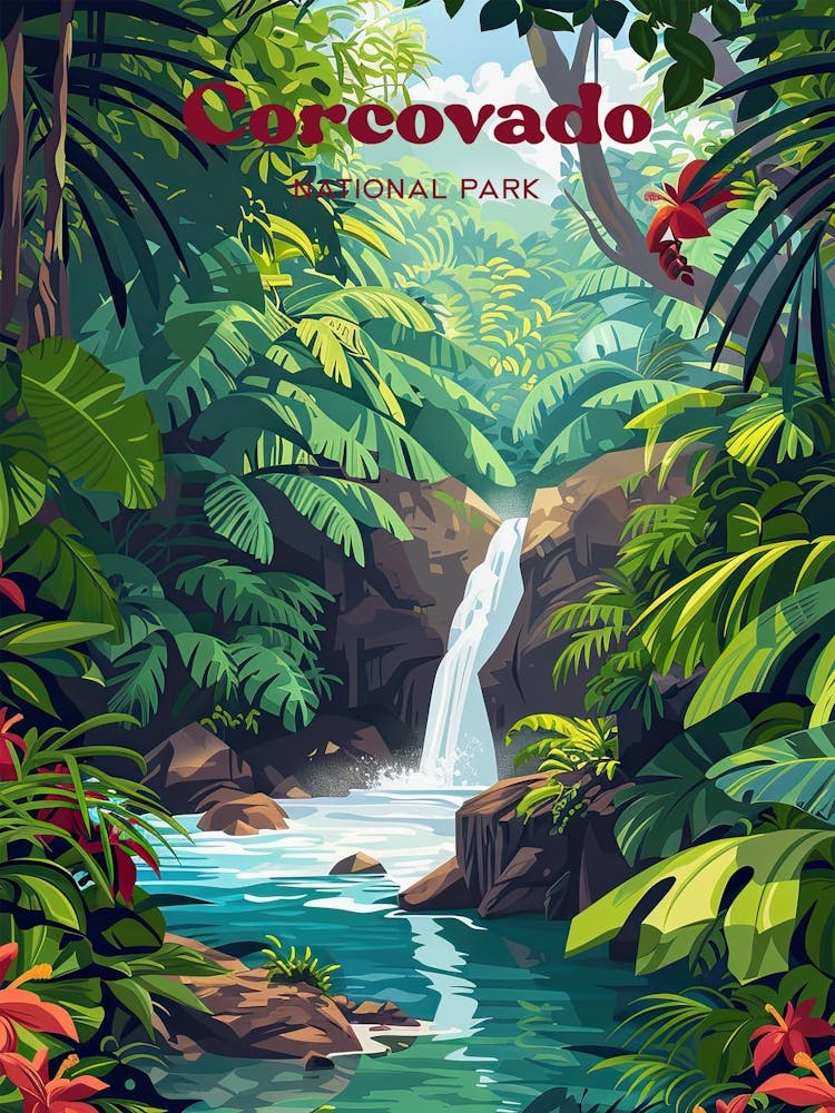 Corcovado National Park Costa Rica Tropical Digital Travel Art