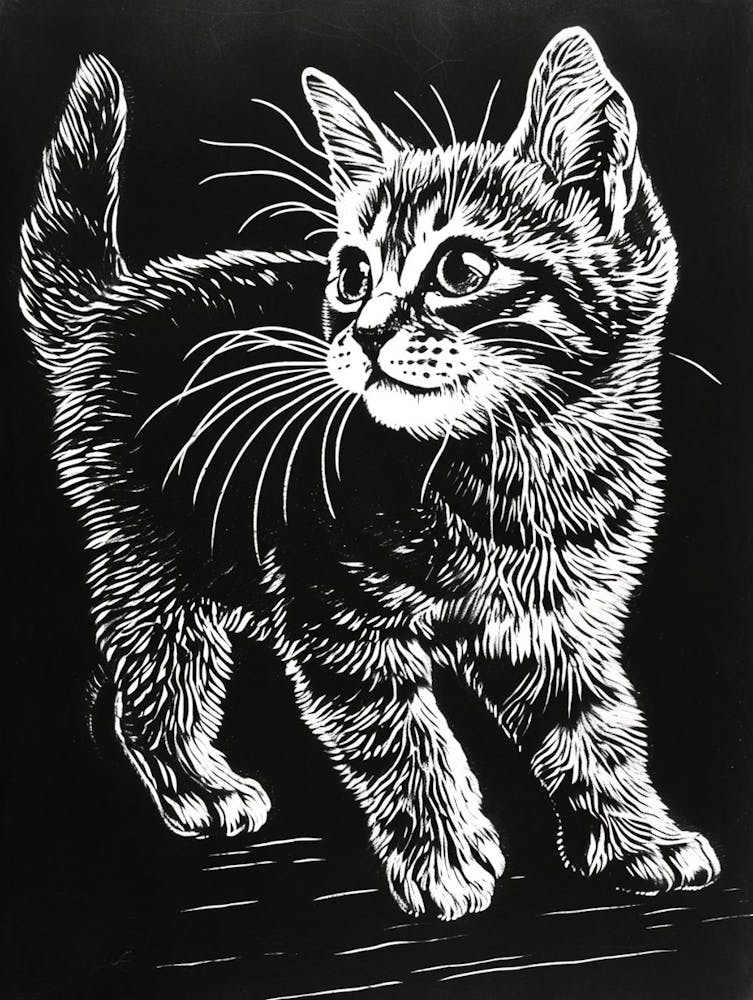 American Shorthair Cat Relief Illustration 2