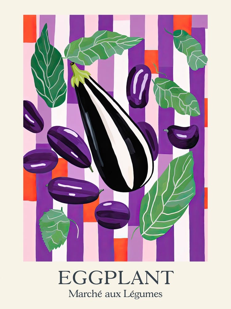 Marche Aux Legumes Eggplant Summer Illustration 4