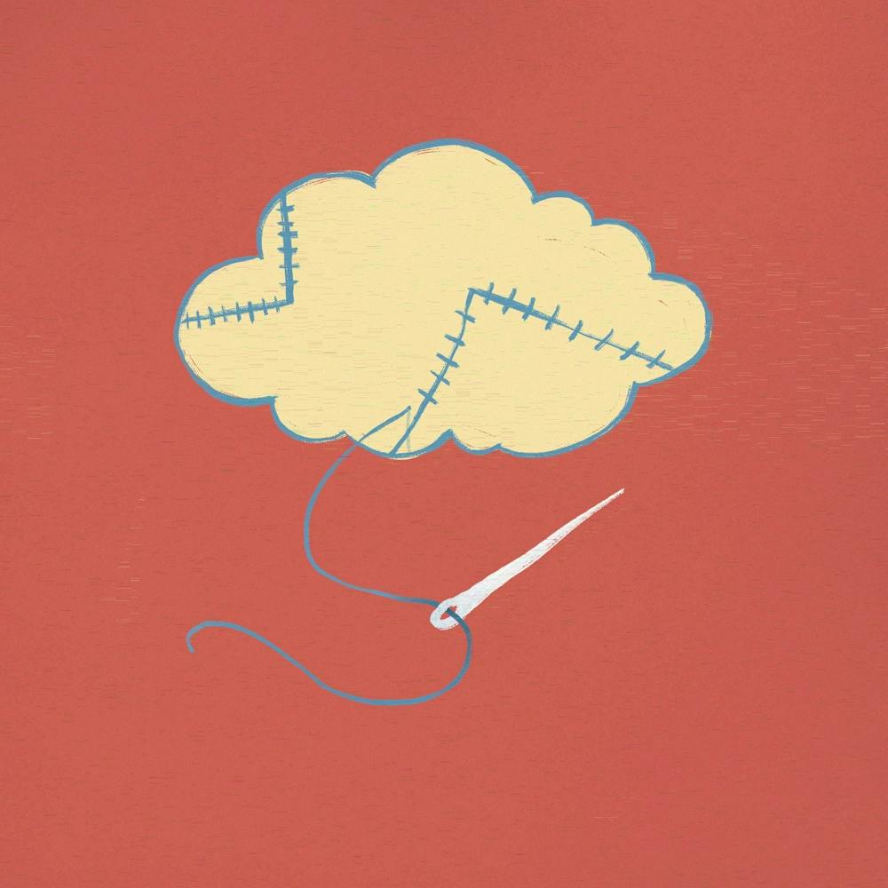 Cloud Stitches Needle Thread Painting Surreal Cartoon