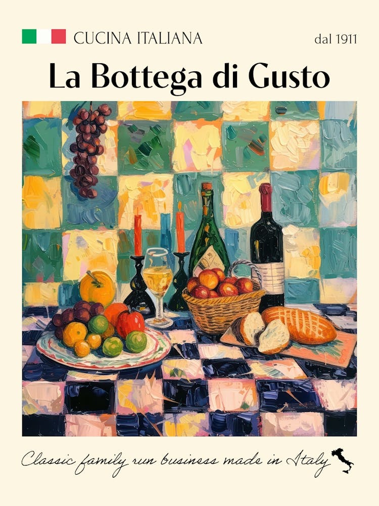 La Bottega Di Gusto Trattoria Italian Poster Food Kitchen