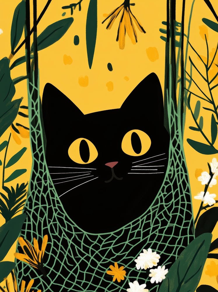 Black Cat In A Hammock 1