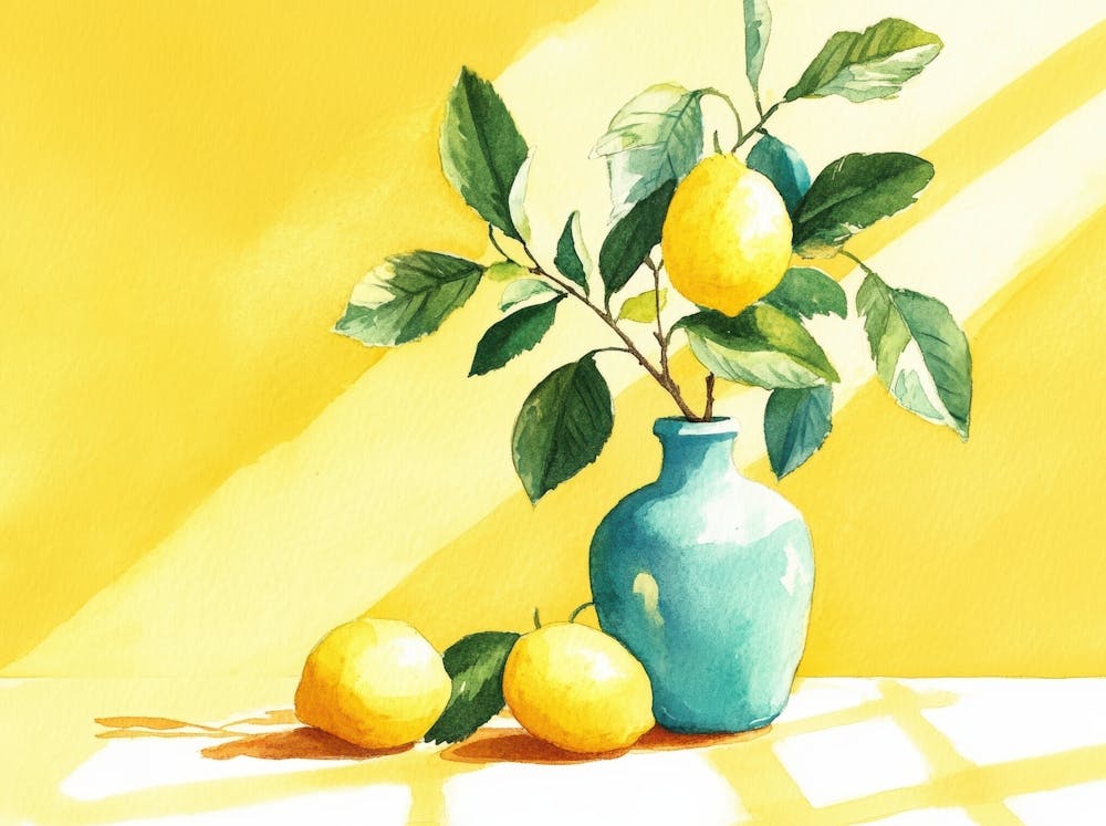 Lemons In A Blue Vase 1