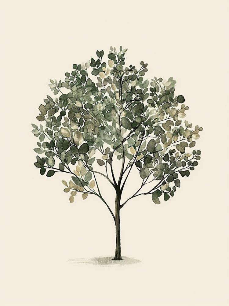 Boxwood Tree Minimal Japandi Illustration 1