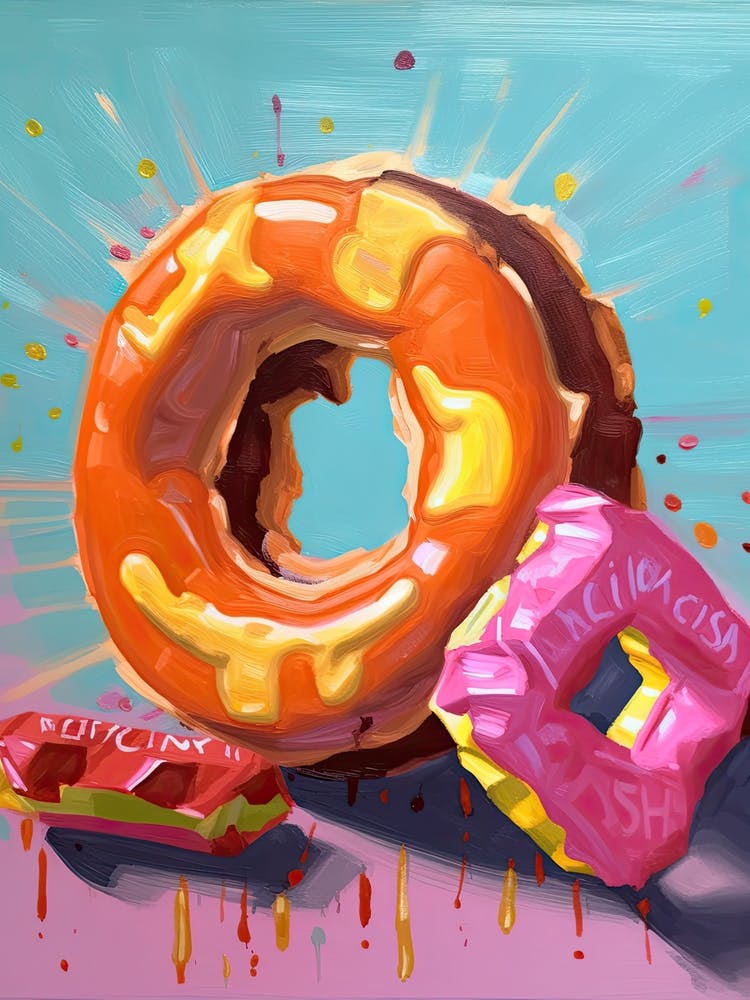 Doughnuts Oil Painting 1