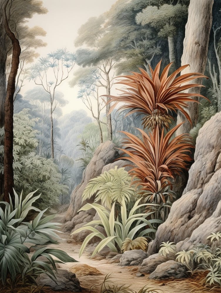 Vintage Jungle Botanical Illustration Cordyline 2