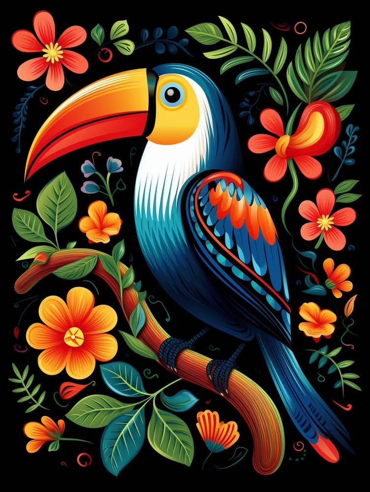 Illustration d'Oiseau Folklorique Toucan 1