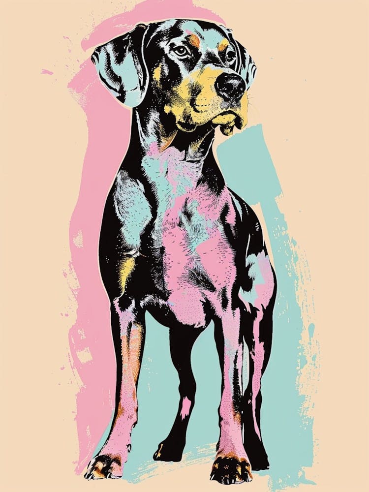 Rottweiler Dog Pastel Illustration