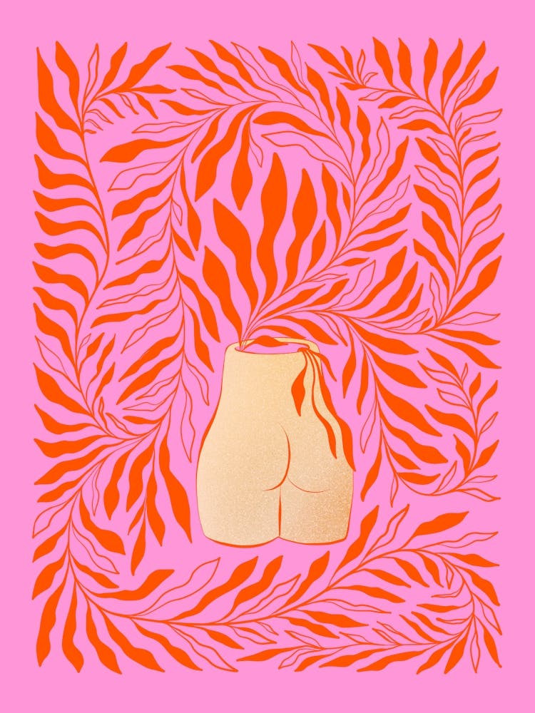 Boho Bum Floral Vase • Vibrant orange pink