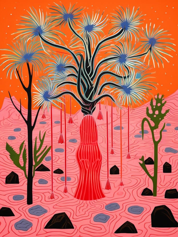 Pink And Red Plant Illustration Ponytail Palm 8