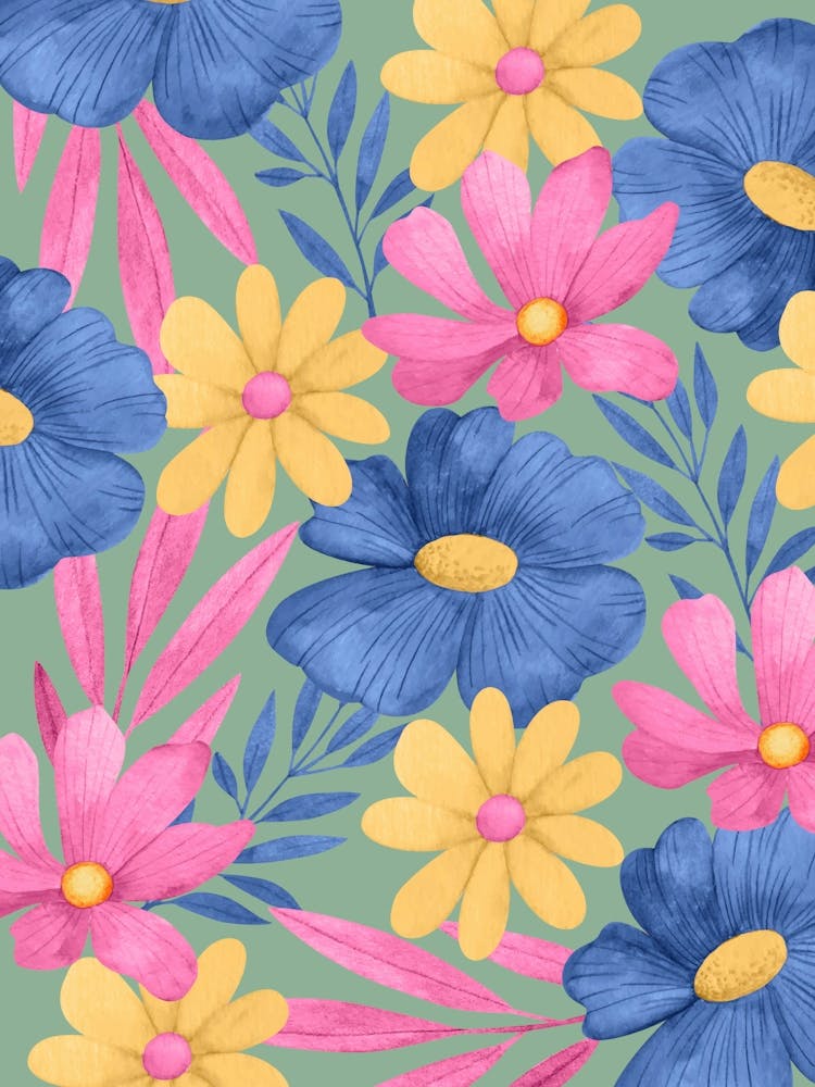 Watercolor Spring Flowers 1