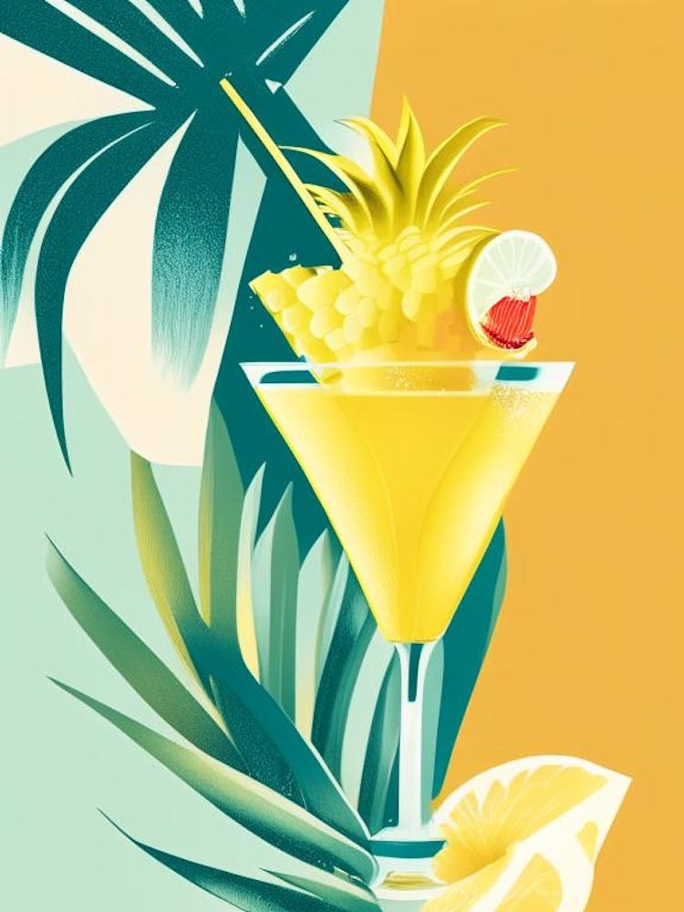 Piña Colada Pop Matisse Cocktail Poster