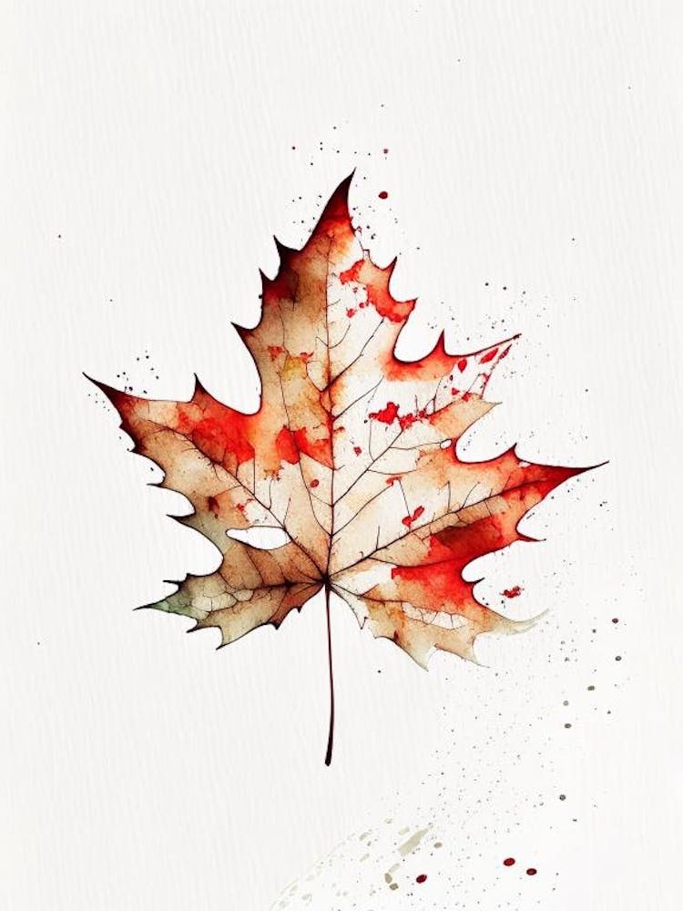 Sugar Maple Leaf Minimalist Watercolour 2