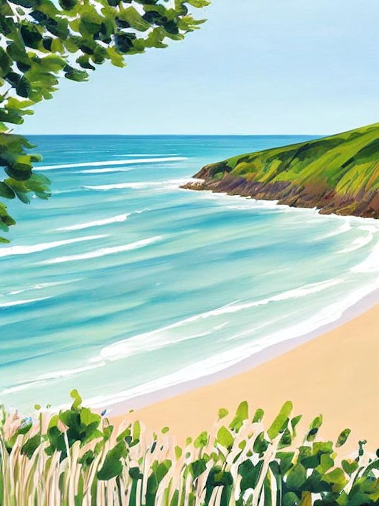 Woolacombe Beach, Devon Contemporary Illustration 1