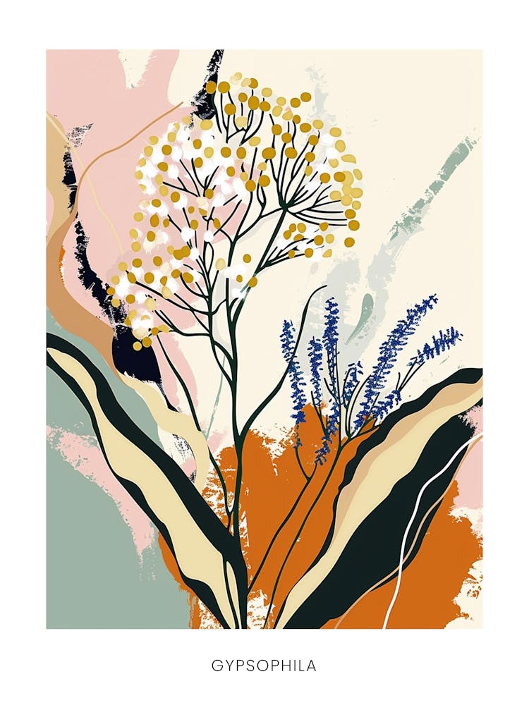 Colourful Flower Illustration Poster Gypsophila 5