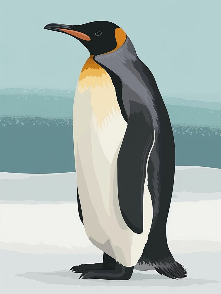 Emperor Penguin King George Island Minimalist Illustration 3