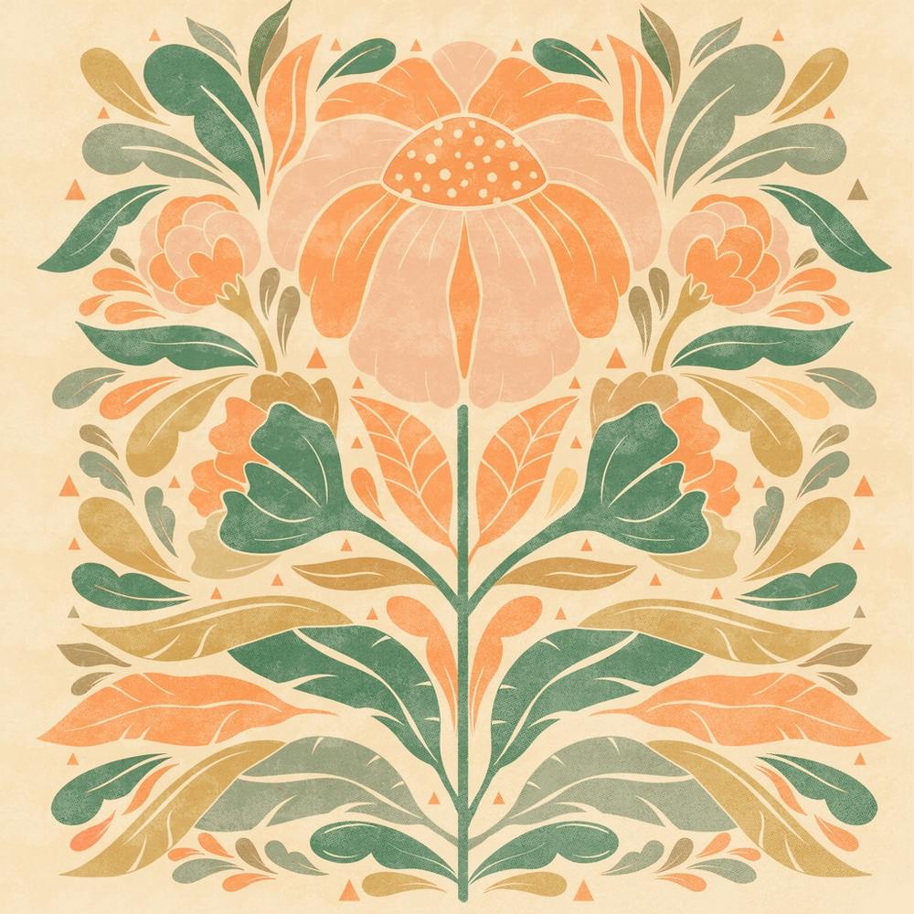 Floral textured Illustration- light background