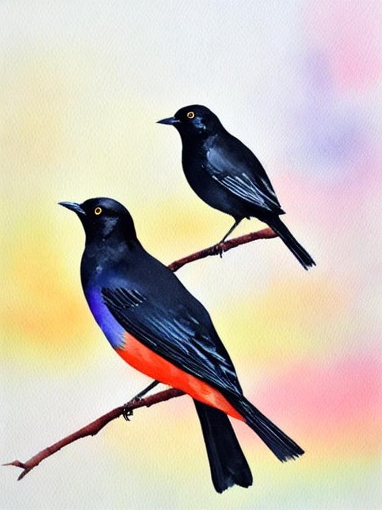 Blackbird 2 Watercolour Bird