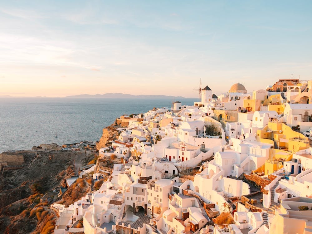 Oia, Greece At Sunset 