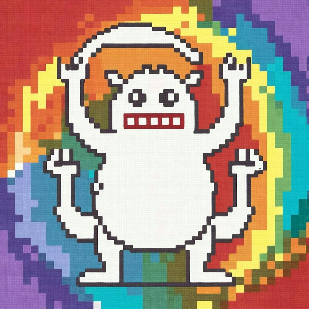 A Whimsical And Playful Image Of A Mythical Creature, Depicted In The Style Of Pixel Art 1