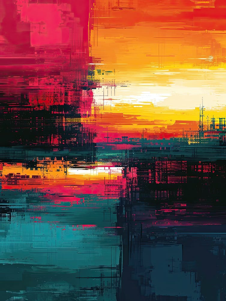 Abstrakter Sonnenuntergang | Pixel-Art-Serie
