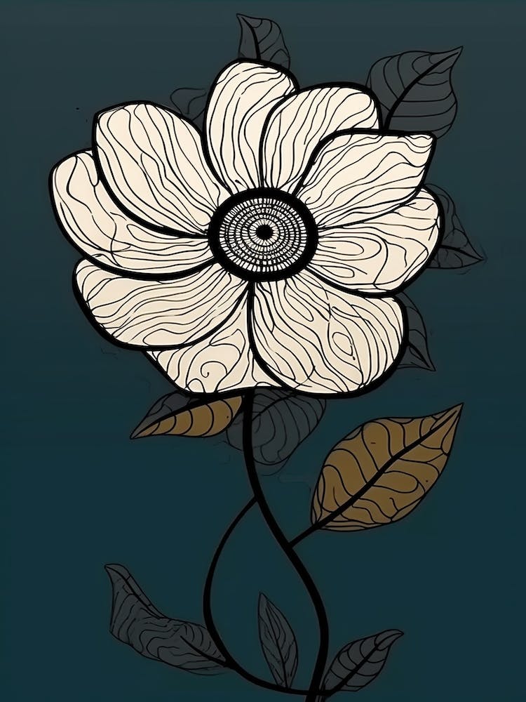 Line Art Sunflower Flowers Illustration Neutral 10