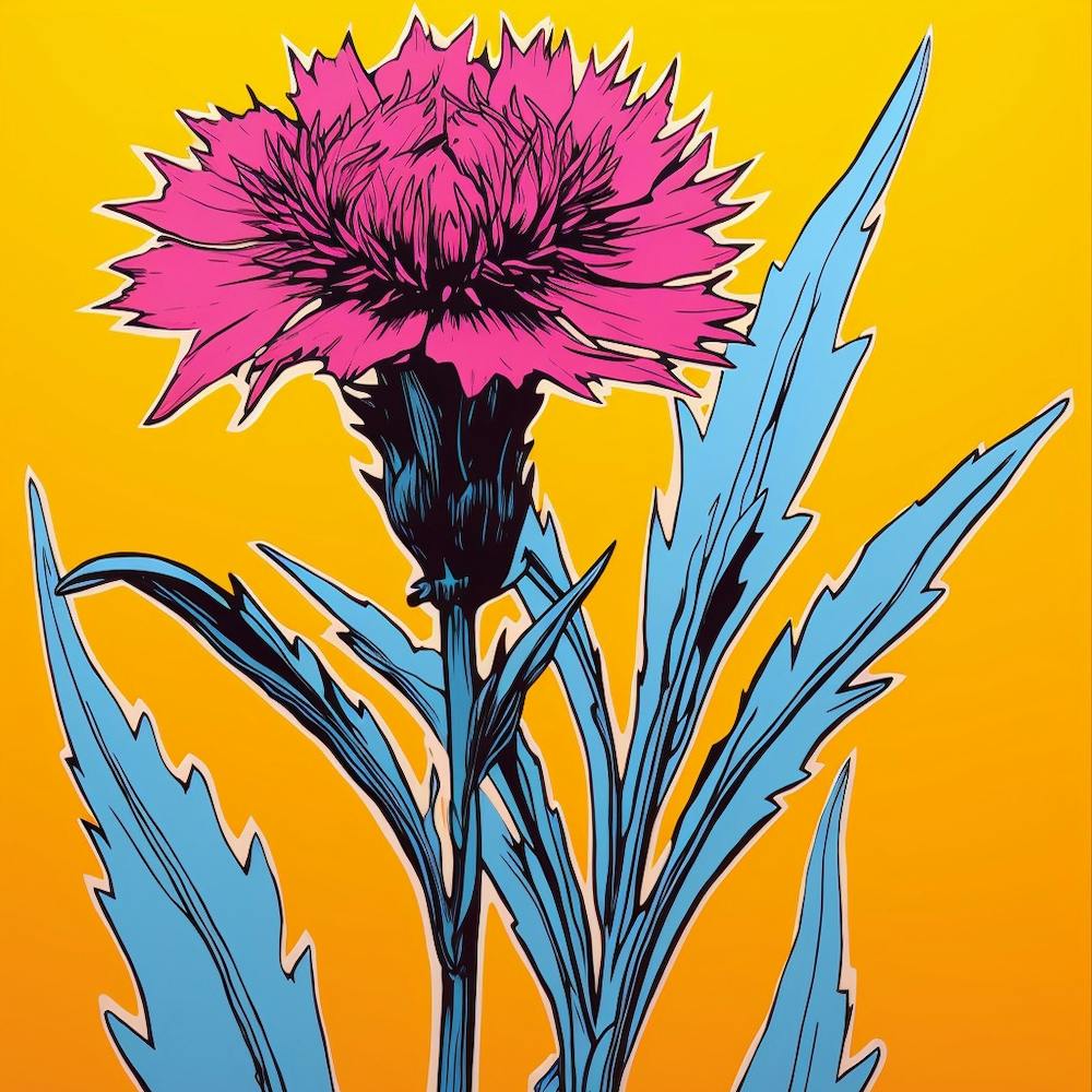 Cornflower 1 Pop Art Illustration Square