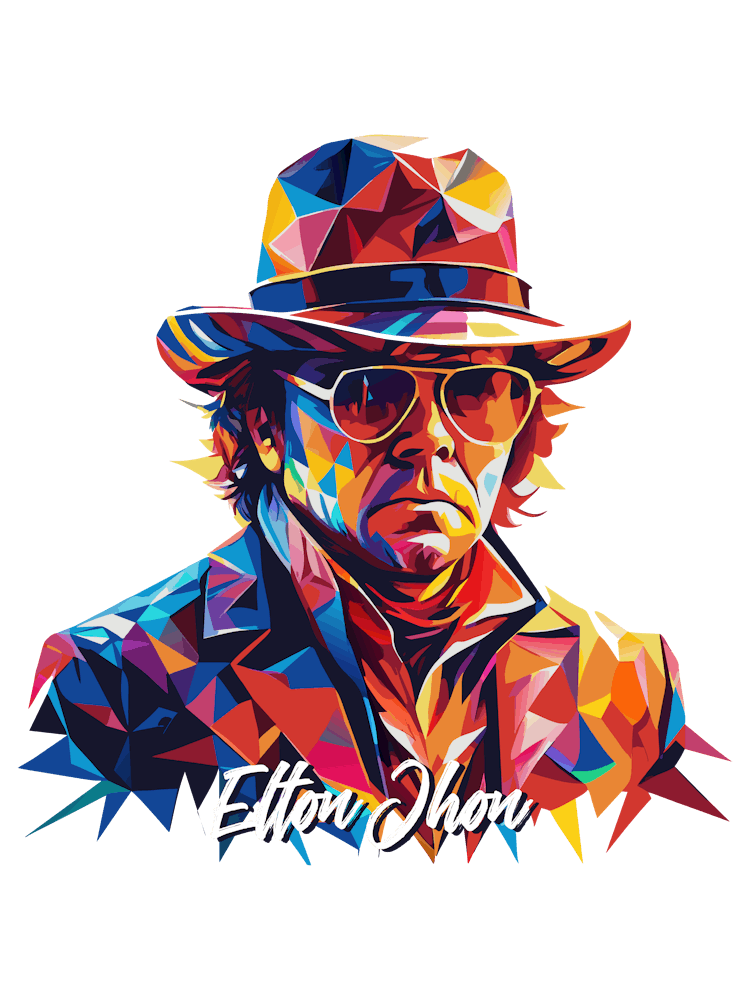 Elton Jhon 01 Portrait Music Icon Style WPAP Pop Art