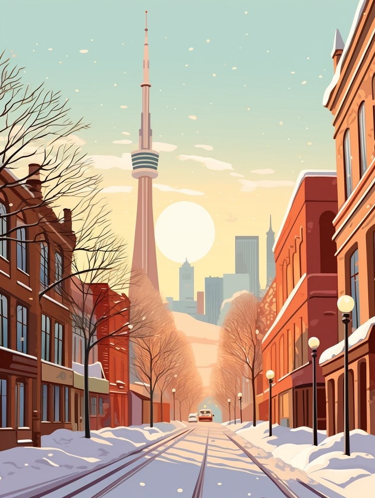Vintage Winter Reise Illustration Toronto Kanada 2