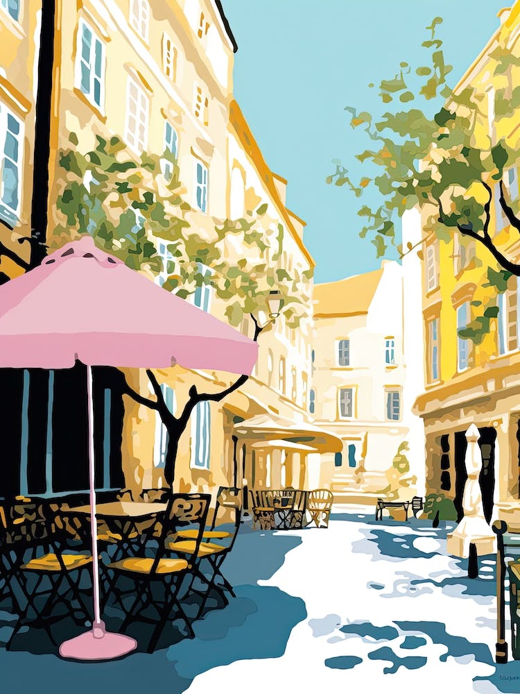 Aix En Povence, France, Flat Pastels Tones Illustration 3