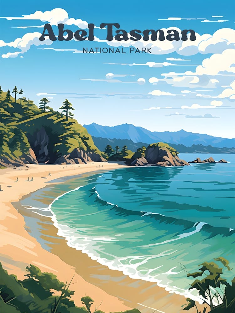 Abel Tasman National Park Poster New Zealand Travel Art