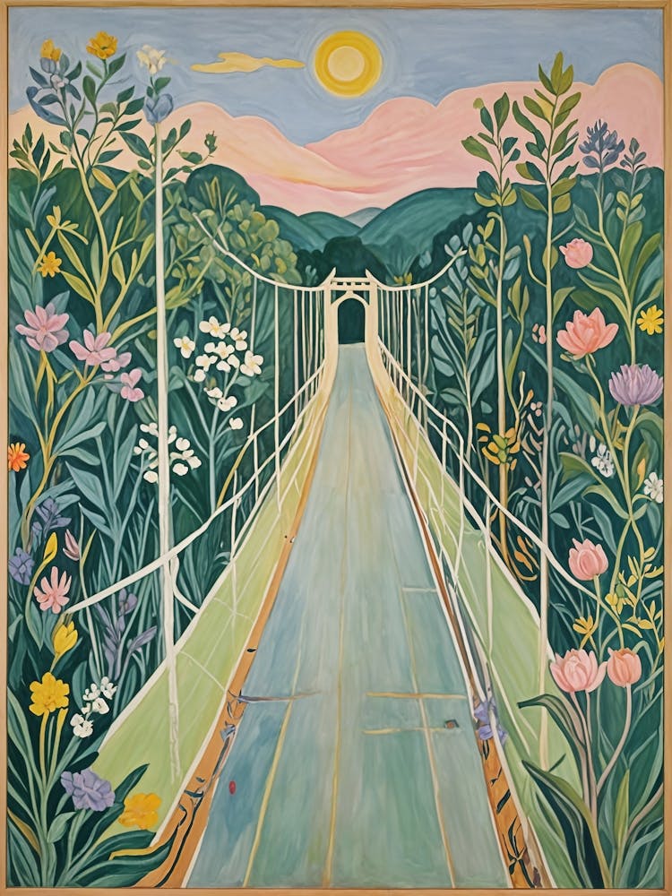 Pastel Bridge In The Garden