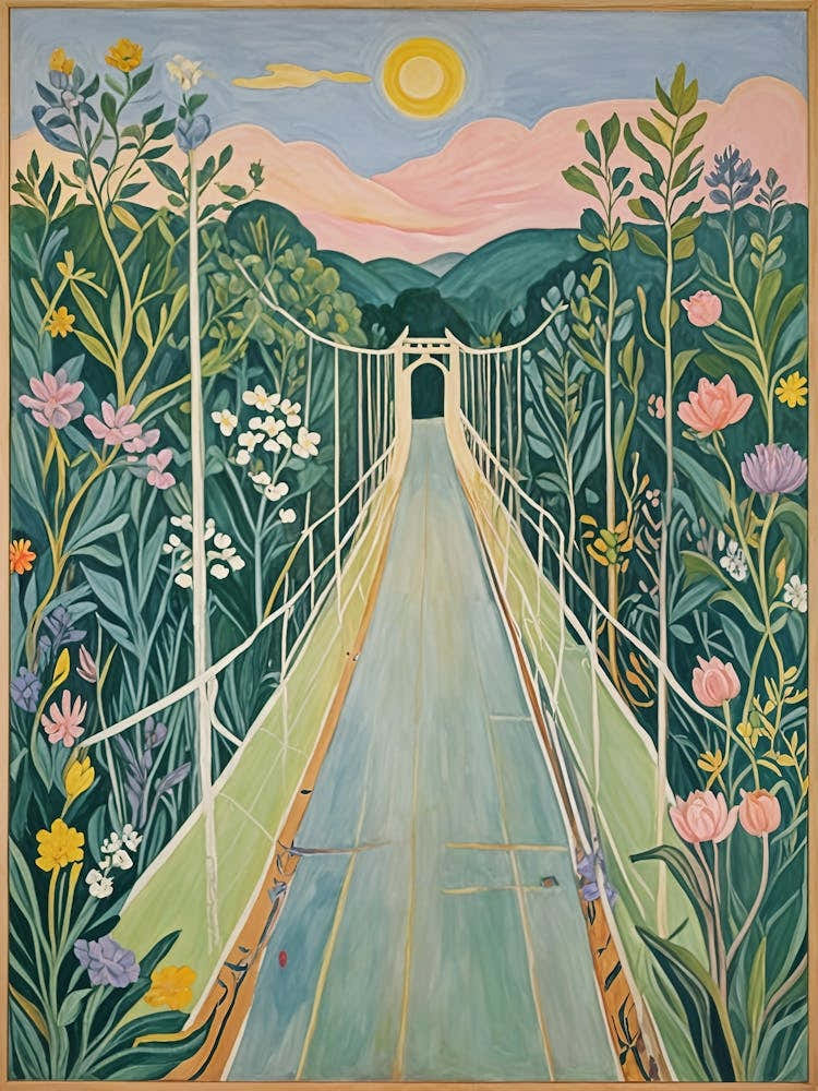 Pastel Bridge In The Garden