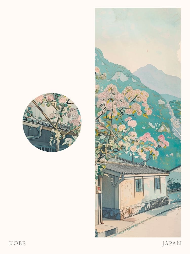 Kobe Japan 2 Cut Out Travel Poster
