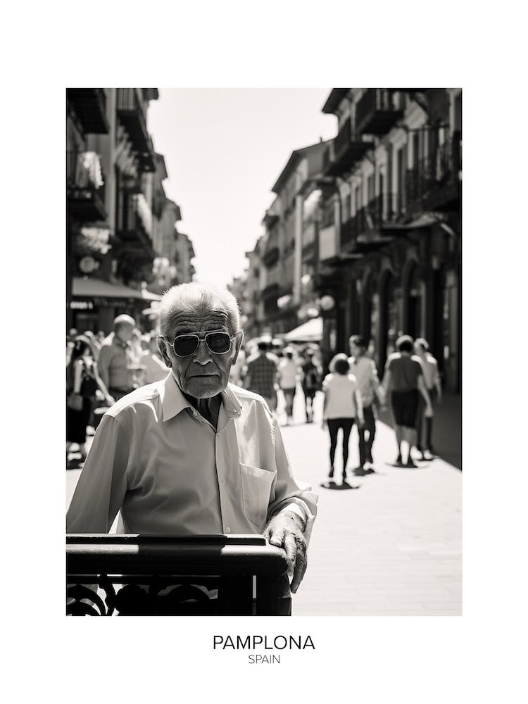 Poster Of Pamplona, Spain, Black And White Analogue Photography 2