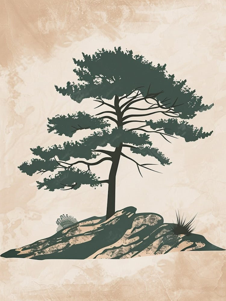 Cedar Tree Minimal Japandi Illustration 1