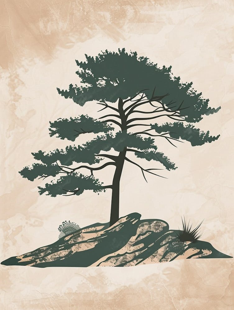 Cedar Tree Minimal Japandi Illustration 1