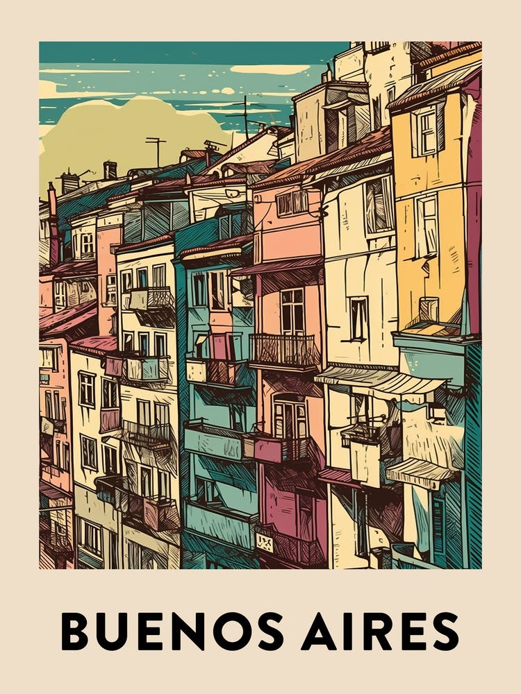Buenos Aires 3 Vintage Travel Poster