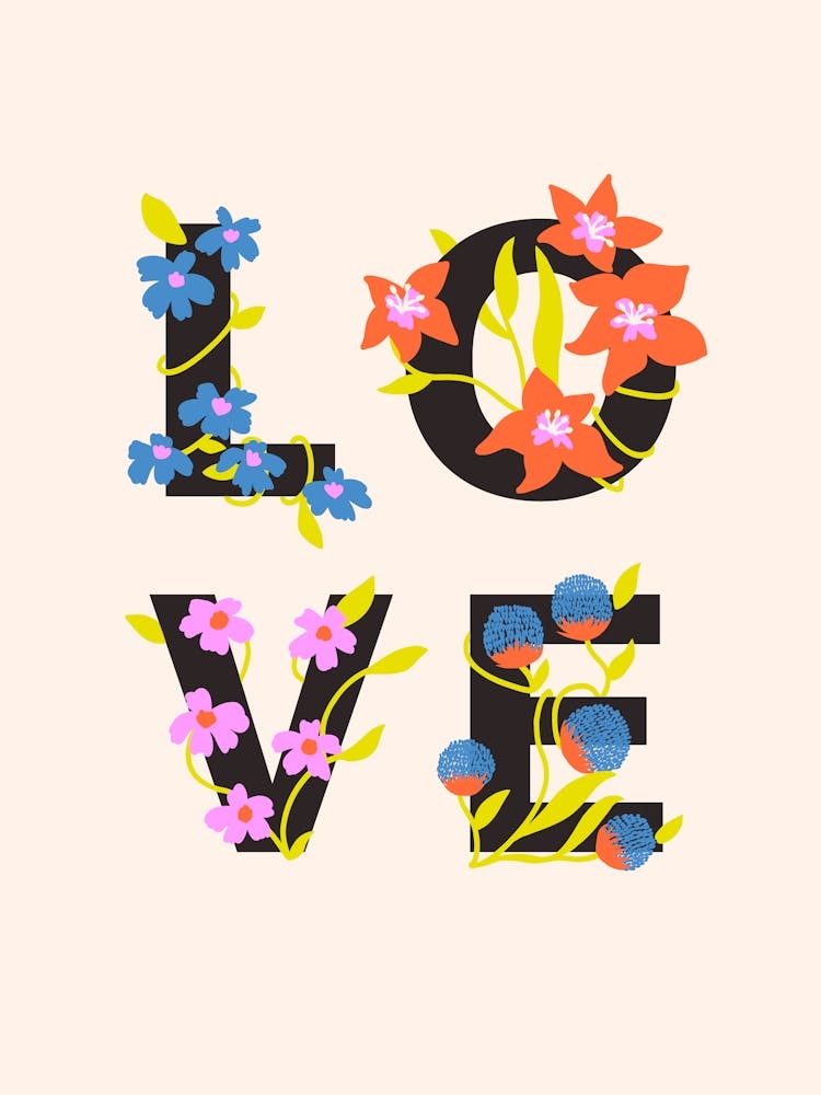 Love Floral Lettering