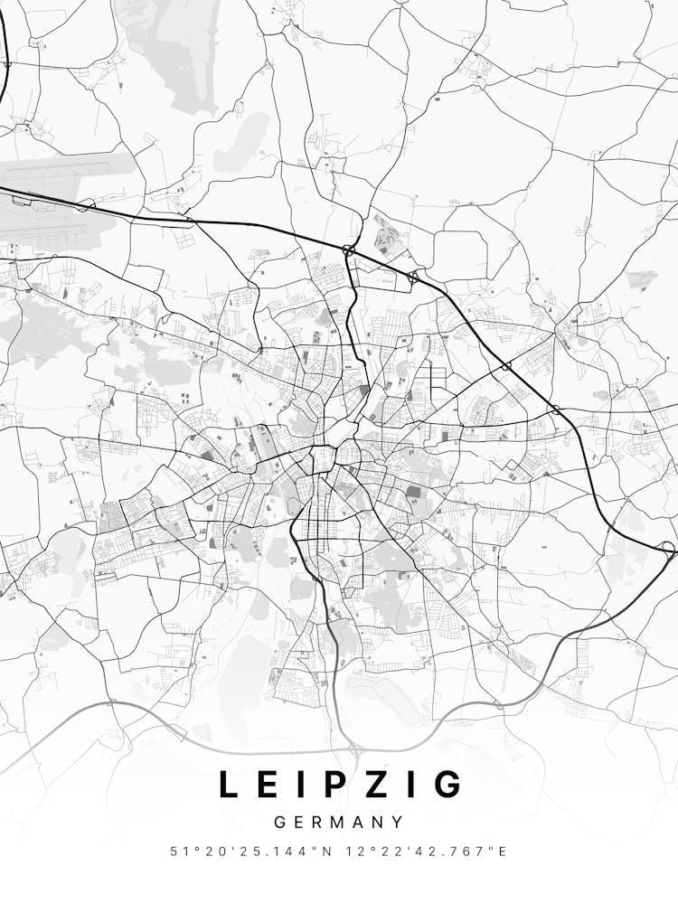Leipzig Germany White Map