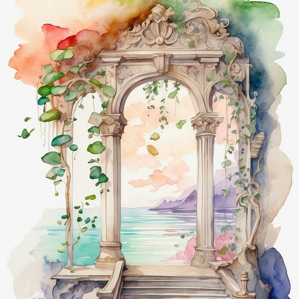 Watercolor Of An Archway