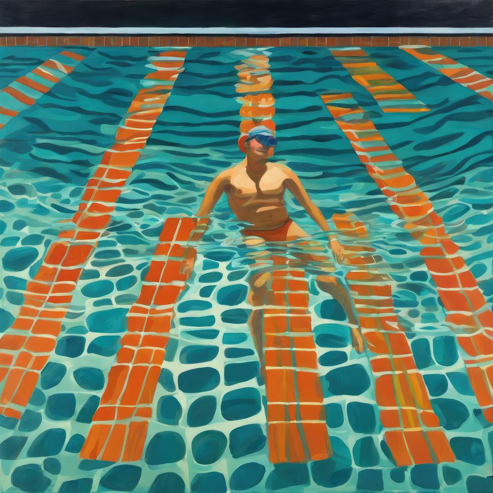 In Style of David Hockney. Swimming Pool at Night Series 4