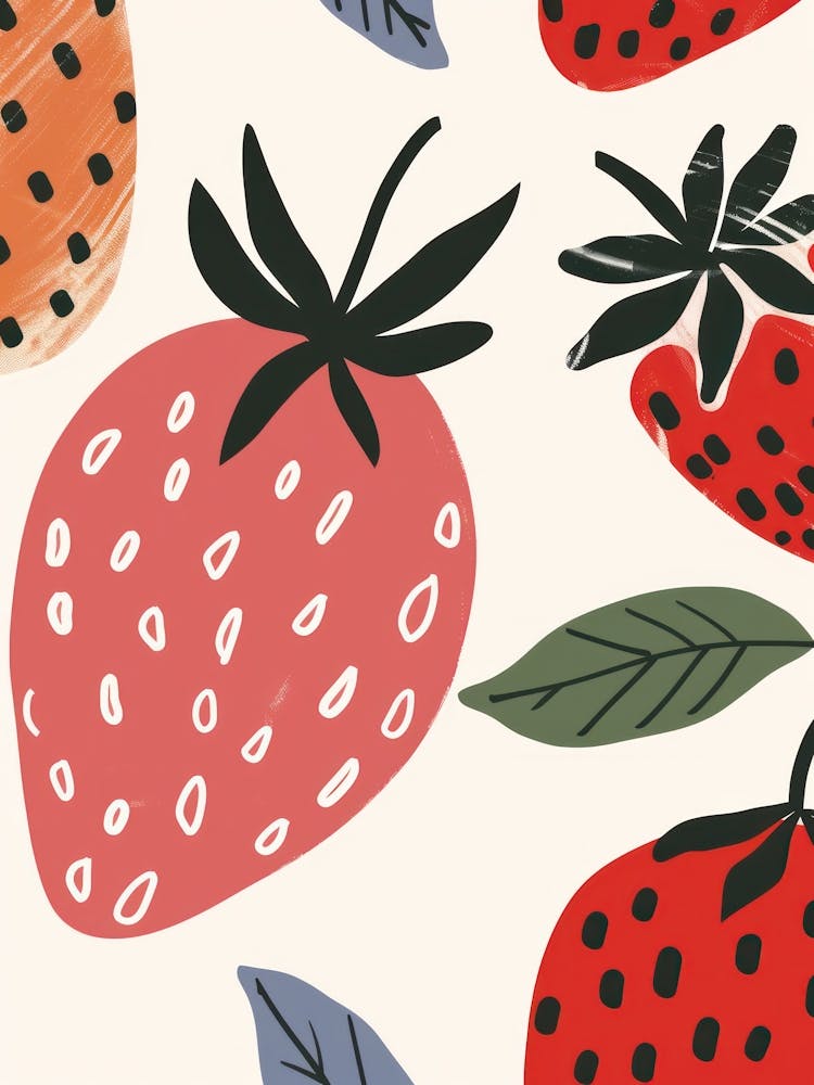 Strawberries Close Up Illustration 3