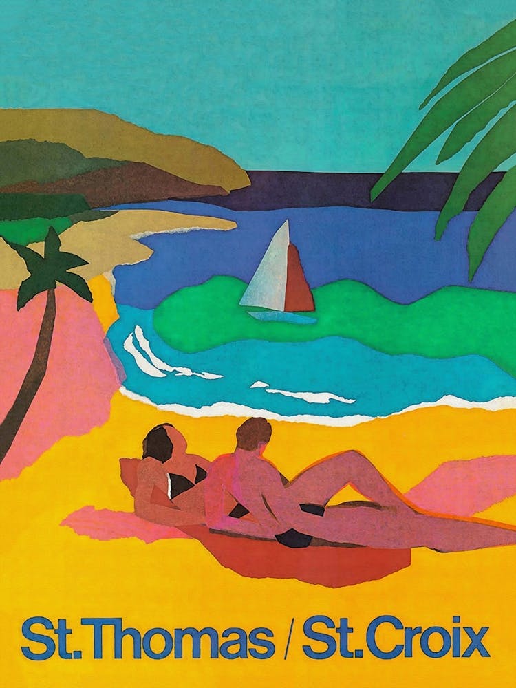 St Thomas St Croix Affiche de Voyage Vintage