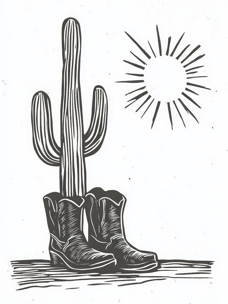 Bottes de Cowboy et Cactus 1