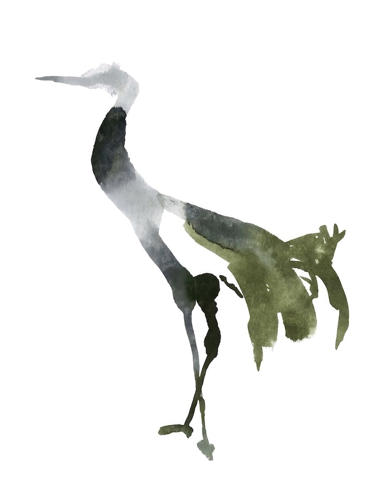 Crane - Minimalistic Bird Painting