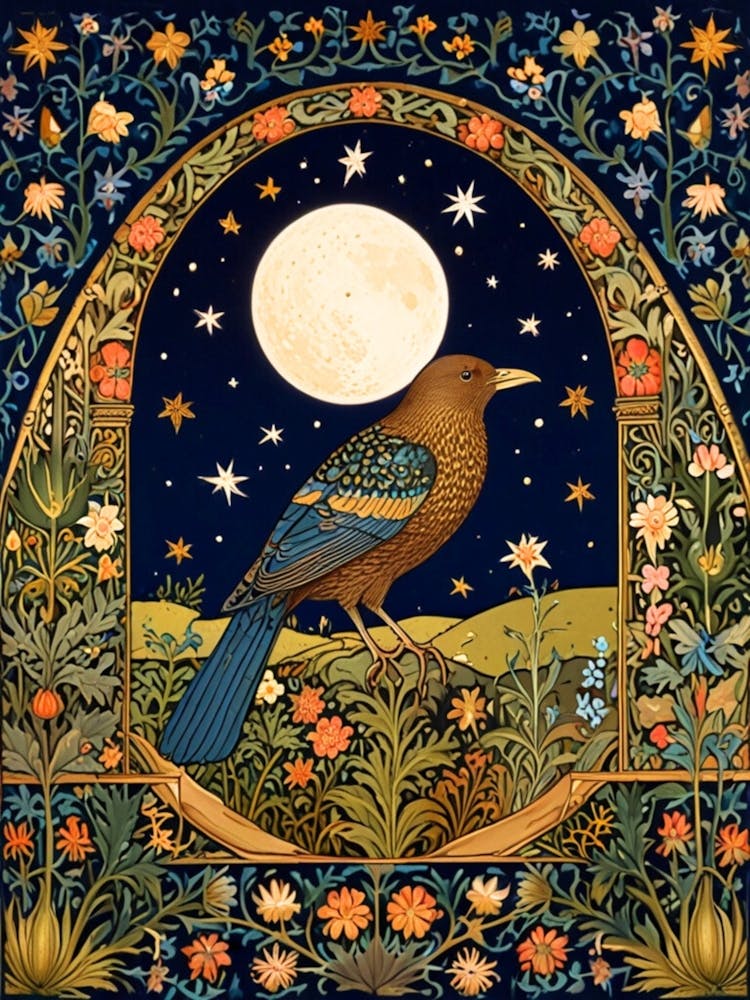 William Morris Crow In The Moonlight
