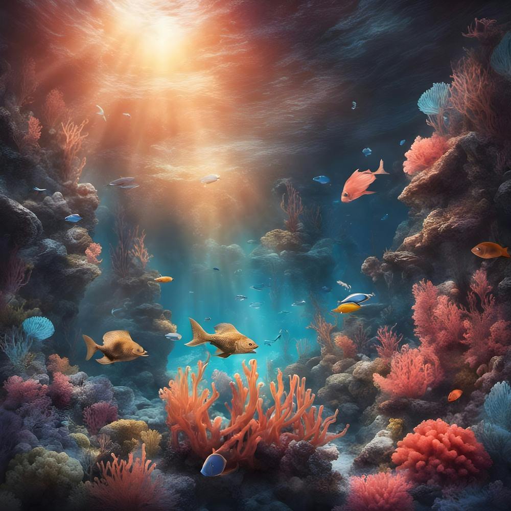 Mystical Underwater World With Vibrant Coral