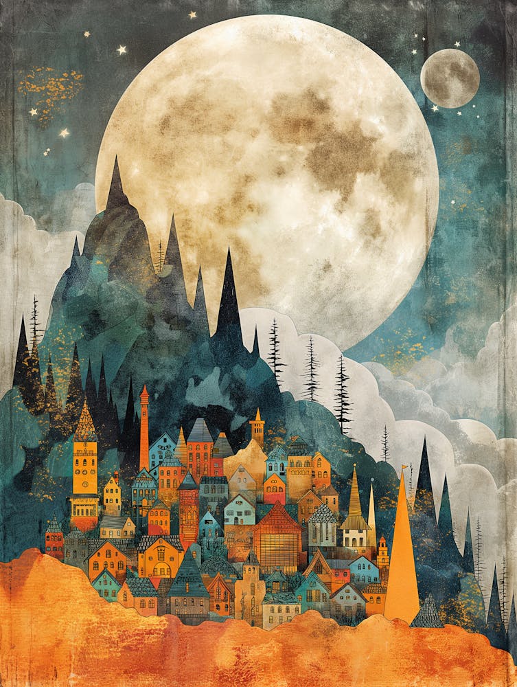 Moonlight Town Canvas Print
